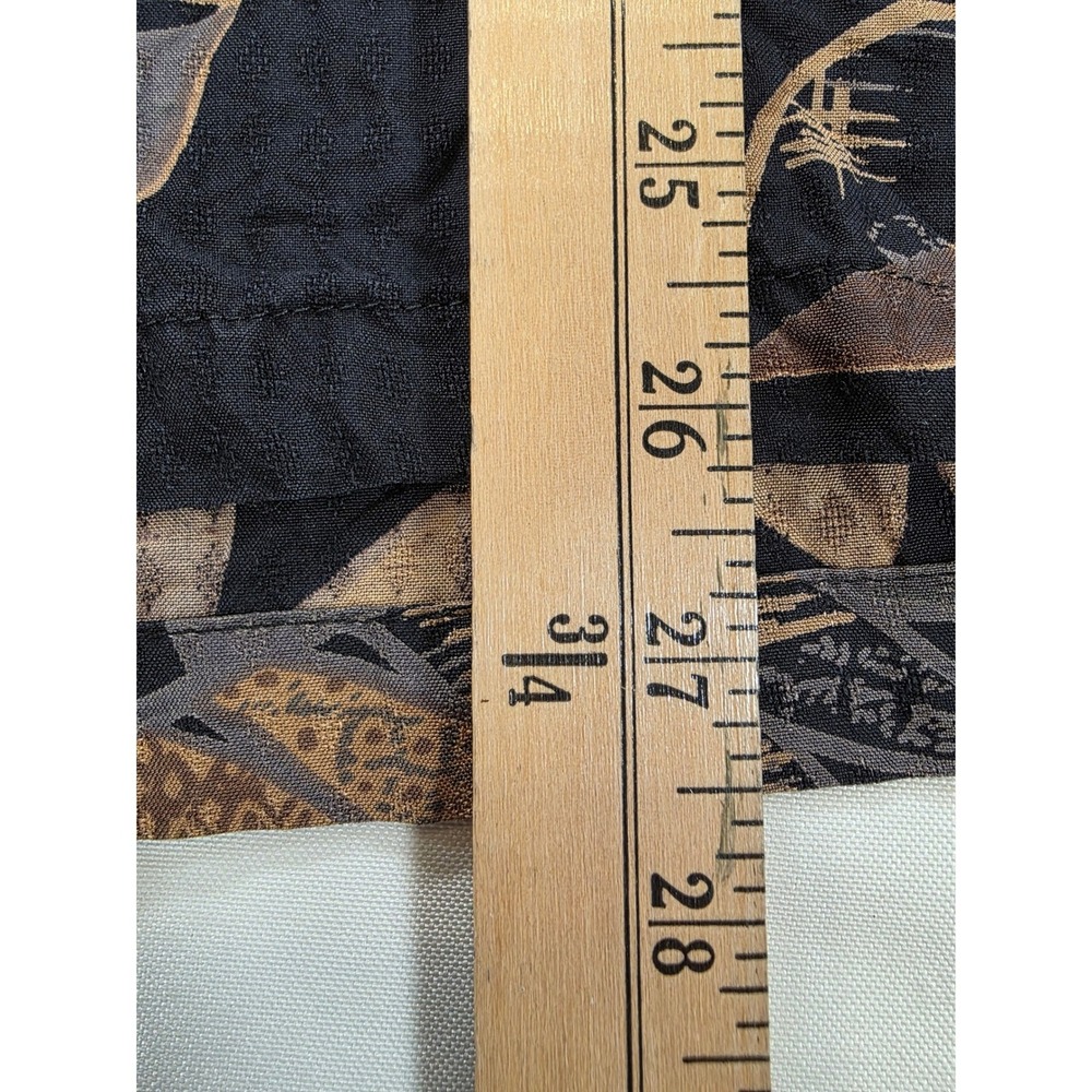 Vintage 90's Tori Richard Honolulu Silk Aloha Shirt L Black Leaf Jacquaro Luxe - Picture 12 of 13